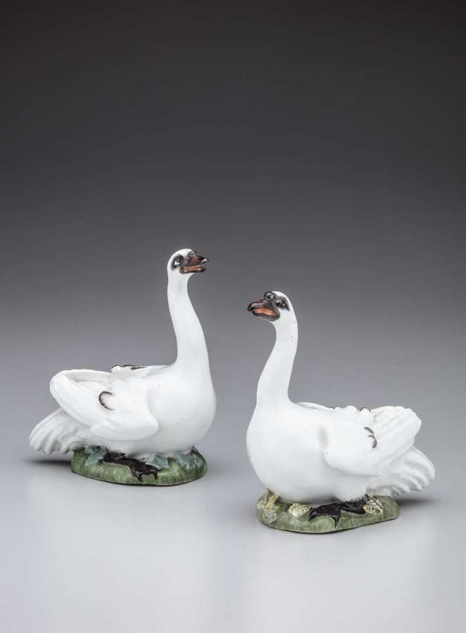 Meissen pair of swans