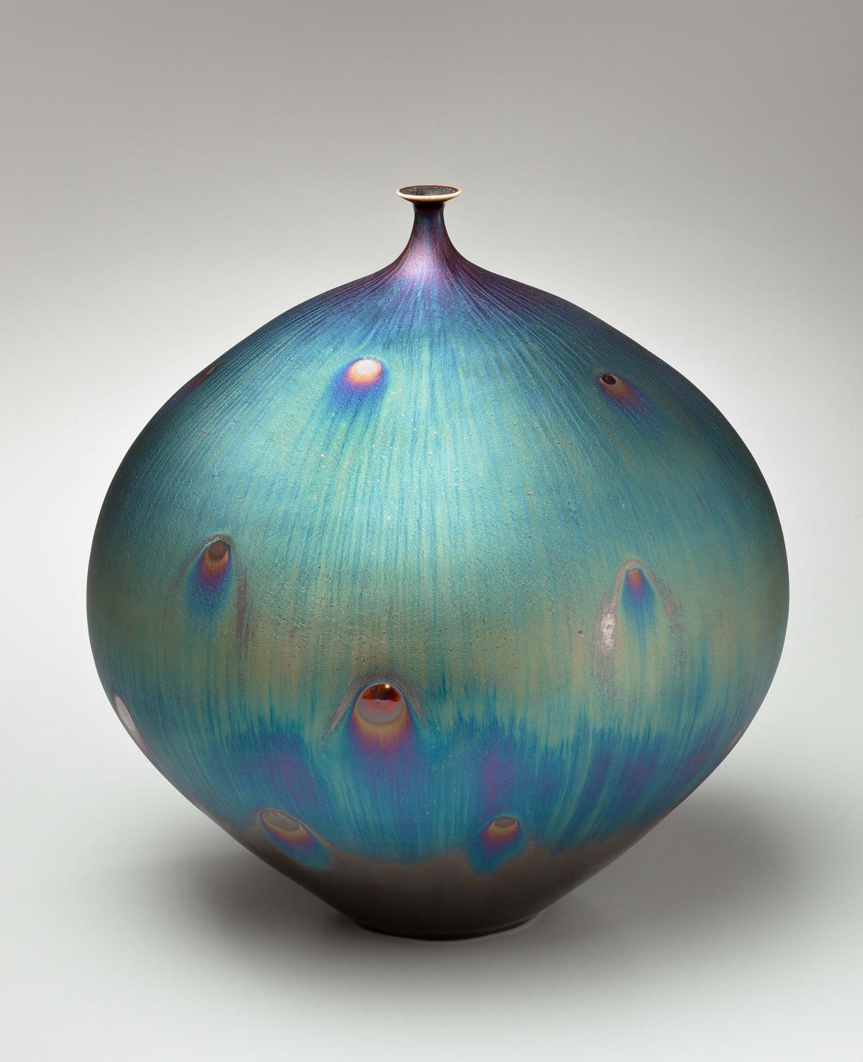 Hideaki Miyamura, Vase with Peacock Glaze