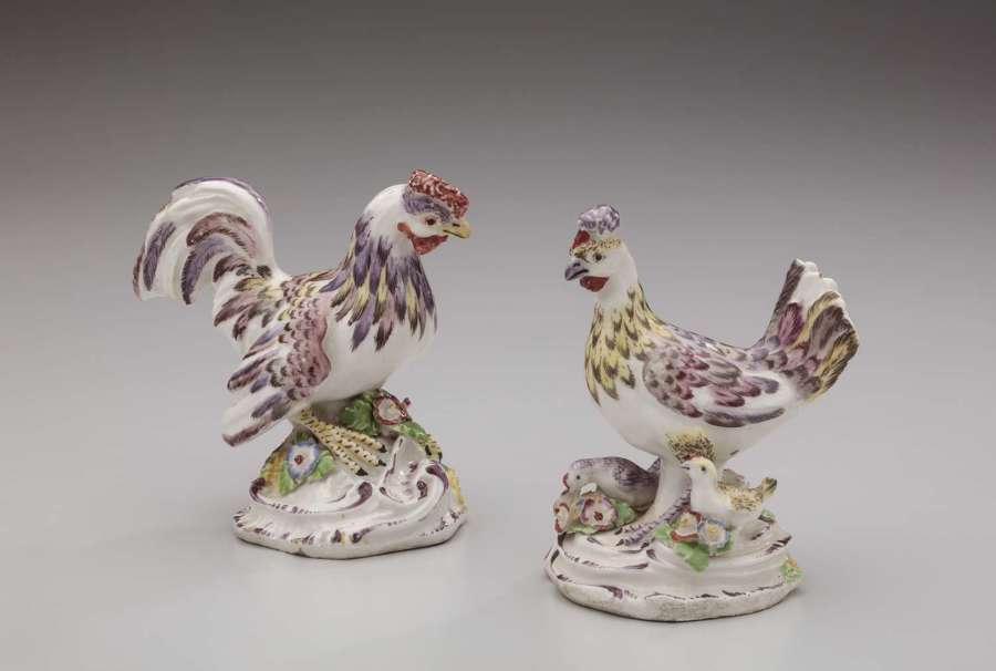 Bow figures of a cockerel and hen